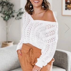 SATURDAY TRENDS IVORY OPEN KNIT SWEATER (never worn)